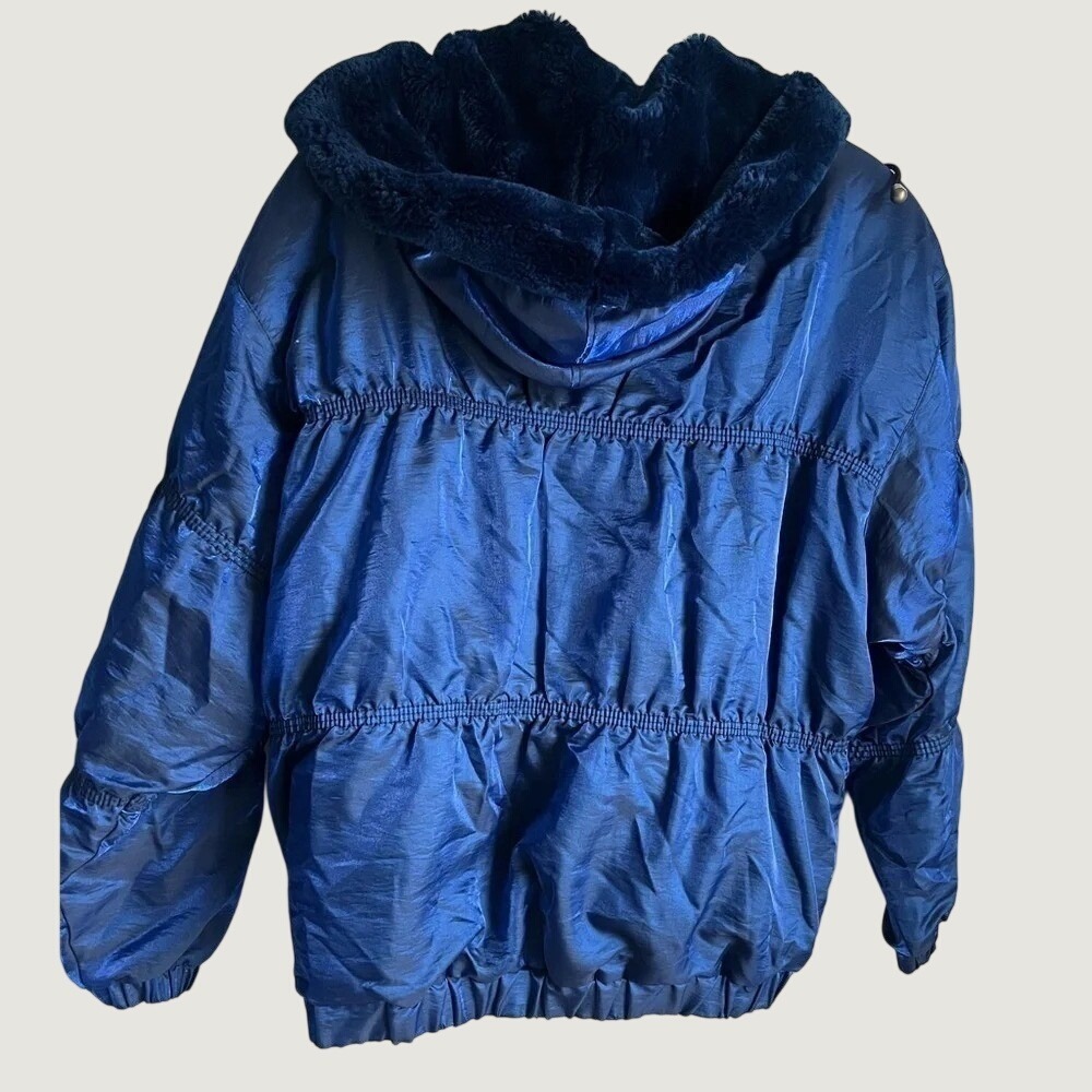 NILS Hooded Ski Jacket Vintage Womens 12 Iridescent Blue Retro Snow Winter Warm - Picture 3 of 13